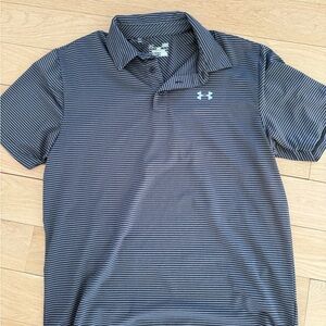 Under Armour Men's Polo Shirt - Black and Gray Stripes